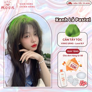 Thuốc nhuộm tóc Lavox màu XANH LÁ PASTEL, tẩy tóc Moon Hair Collagen dưỡng tóc bóng mượt, chính hãng
