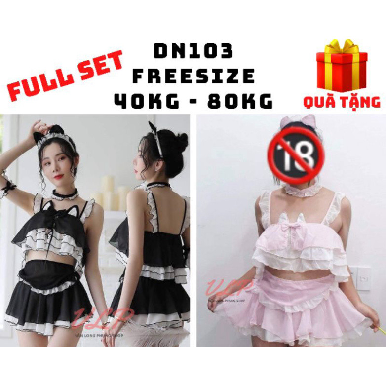 [BIGSIZE_80KG]_DN103_Set cosplay / hoá thân cô hầu mèo / bé mèo xinh / hầu gái sexy