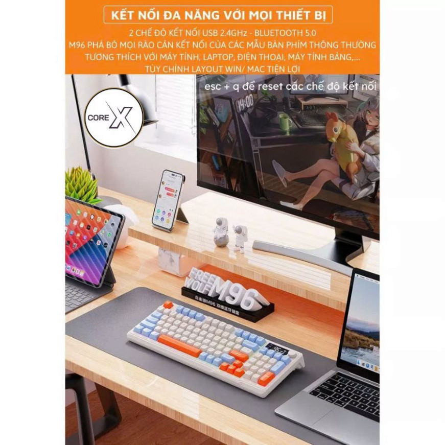 Bàn Phím Không Dây Bluetooth IP98 LED RGB có núm tùy chỉnh, Chống thấm nước, Phím PBT Cao Cấp, Gõ Êm Chống Ồn-BH12T | BigBuy360 - bigbuy360.vn