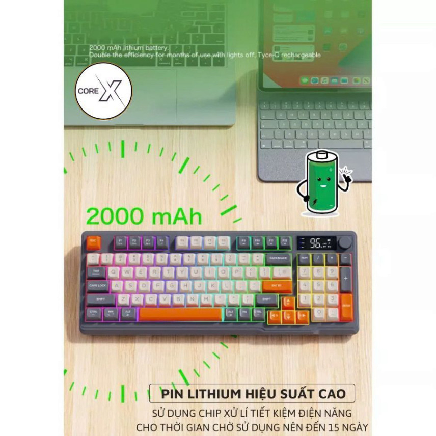 Bàn Phím Không Dây Bluetooth IP98 LED RGB có núm tùy chỉnh, Chống thấm nước, Phím PBT Cao Cấp, Gõ Êm Chống Ồn-BH12T | BigBuy360 - bigbuy360.vn