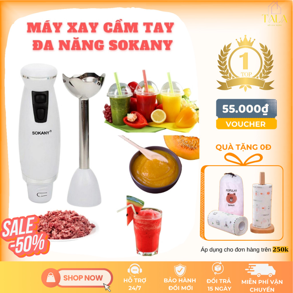 TALA Máy Xay Cầm Tay SOKANY, Máy Xay Đồ Ăn Dặm, Sinh Tố Cầm Tay, Máy Xay Đa Năng Cao Cấp