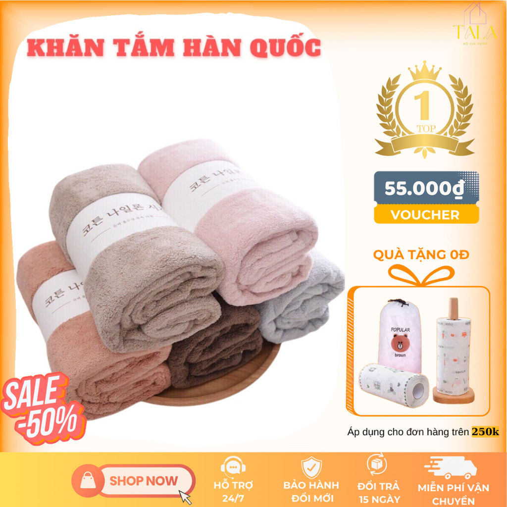 TALA Khăn Tắm Hàn Quốc Mềm Mại - Chất Dầy Đẹp Thấm Nước Tốt