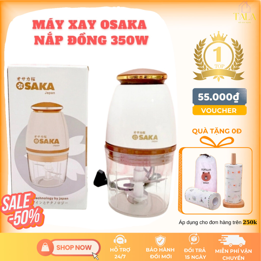  Máy Xay Đa Năng OSAKA Nắp Đồng Japan Cao Cấp FP126P Dung Tích 700ml - 350W - Xay Thịt Cá Rau Củ - Xay Sinh Tố - Xay Đá 