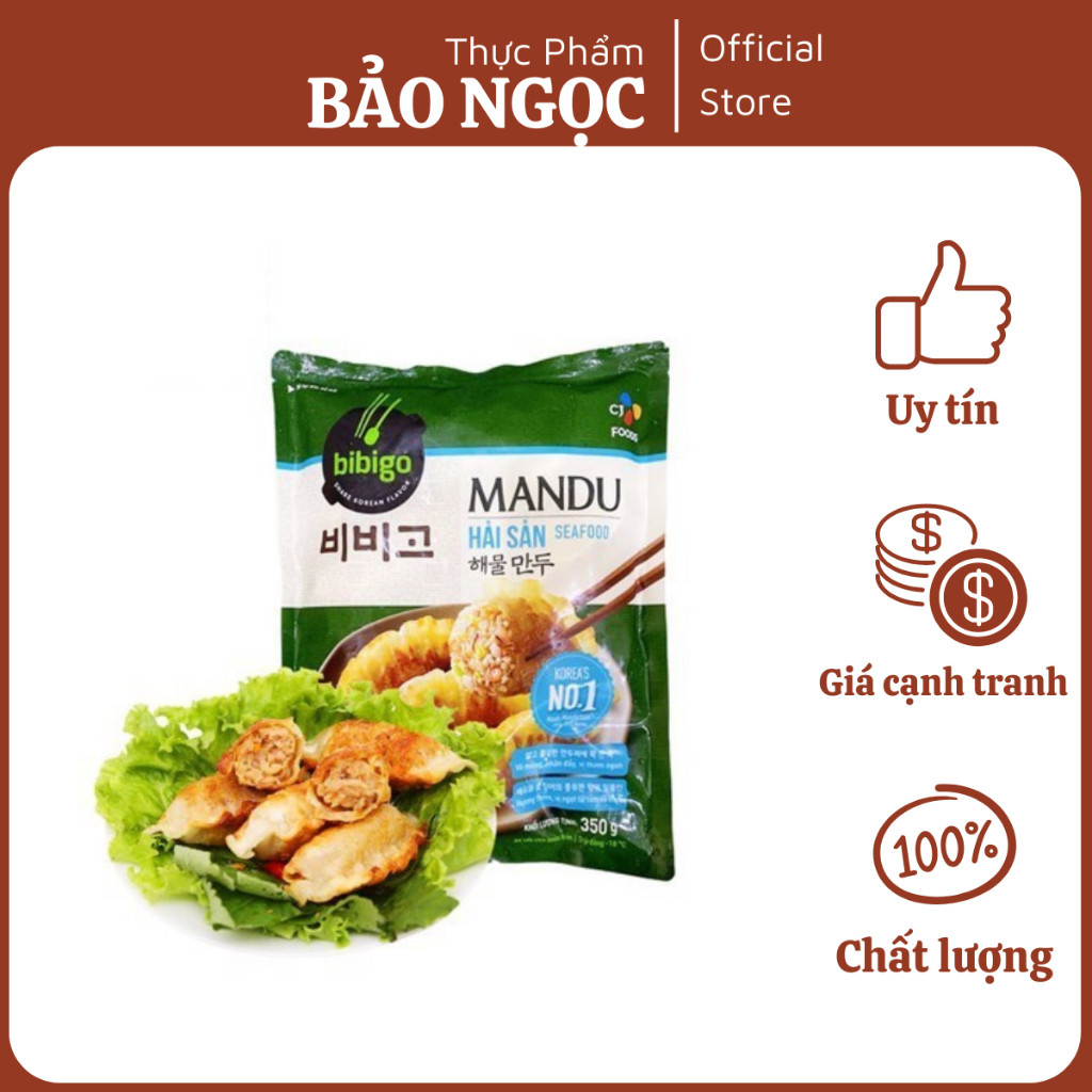 BÁNH XẾP MANDU HẢI SẢN- CJ FOOD BIBIGO 350GR - thơm ngon dễ chế biến - ship hỏa tốc Hà Nội