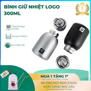 BB.Mart - Bình Giữ Nhiệt 300ml Khắc Logo - Bình Giữ Nhiệt Mini Đựng Cafe, Trà, Nước Uống Nhỏ Gọn, Có Tay Cầm Tiện Lợi