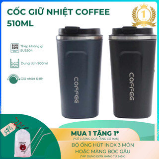 BB.Mart Ly Giữ Nhiệt Coffee 510ML Chất Liệu Inox SUS304, Cốc Giữ Nhiệt Đựng Cafe, Nước Nóng Lạnh Giữ Nhiệt Từ 6 - 8 Giờ