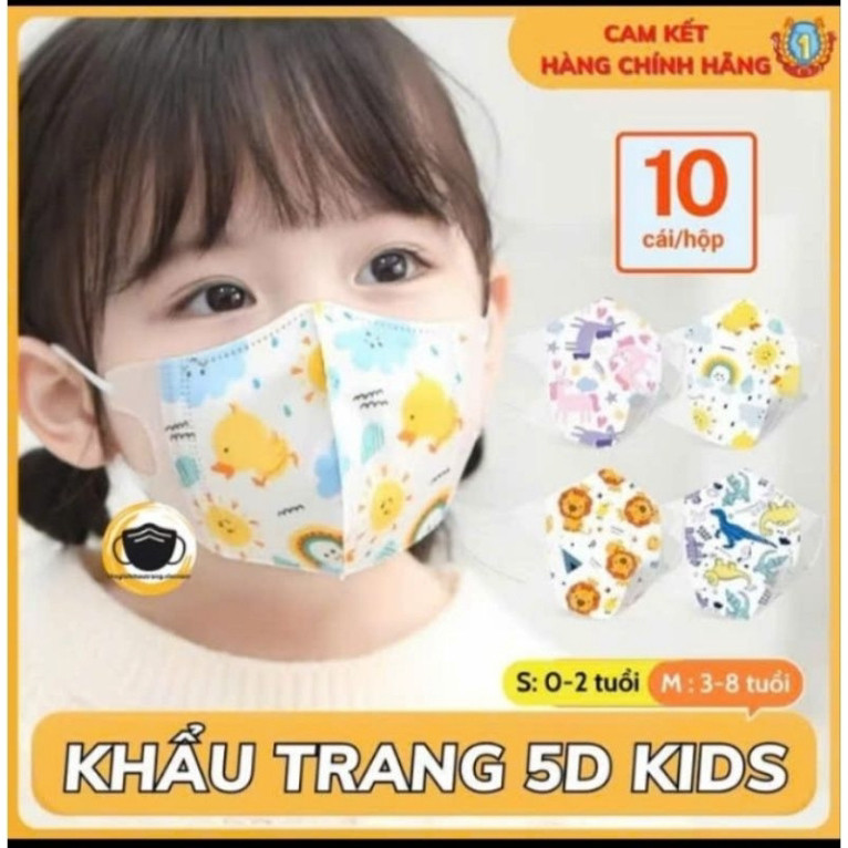 SET 100 cái Khẩu Trang 5D Trẻ em KHẨU TRANG CHO BÉ Từ 0-9 Tuổi Khẩu Trang 3 Lớp Ôm sát Khuôn Mặt Bé