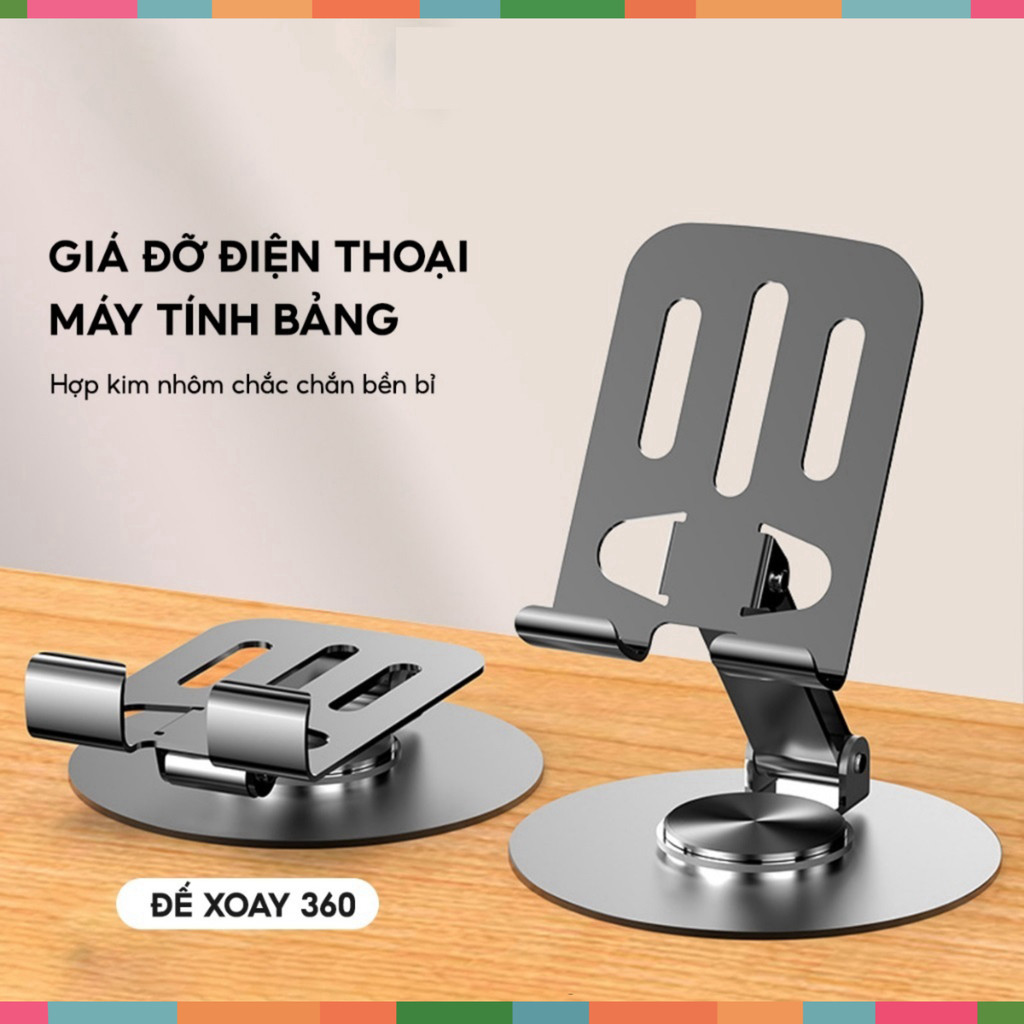 Giá Đỡ Điện Thoại Máy Tính Bảng Laptop Để Bàn L98 Chân Xoay 360 Độ Tiện Lợi Bằng Hợp Km Nhôm