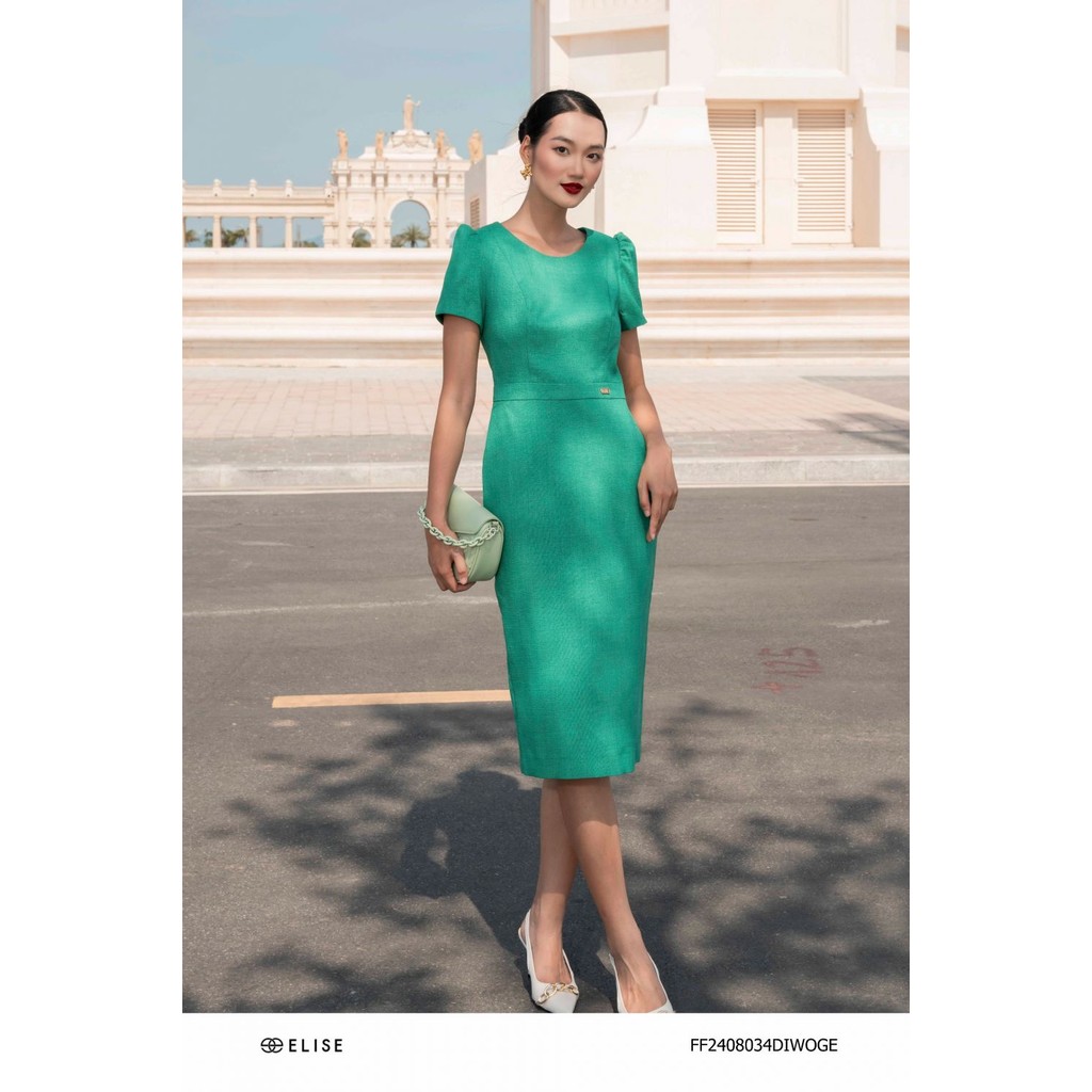 Đầm ôm sợi xanh lá thiết kế Elise FF2408034DIWOGE