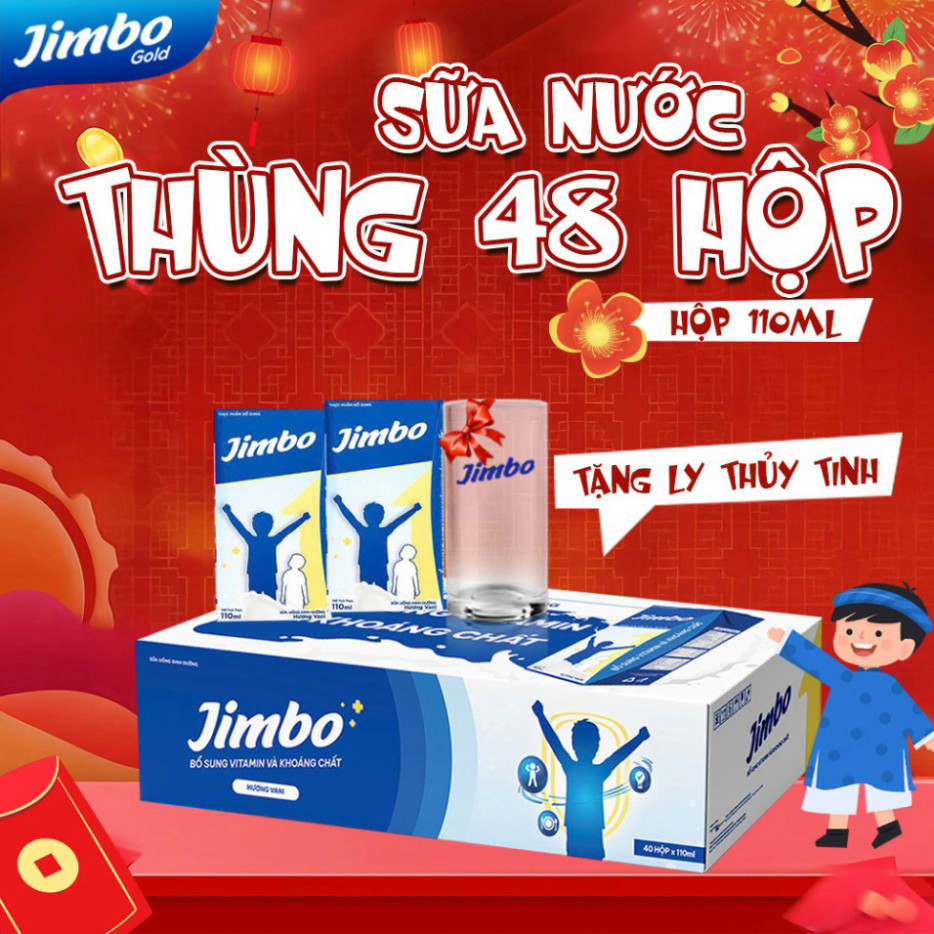 Sữa Nước Tăng Cân Jimbo Gold 110ML Thùng 48 Hộp Pha Sẵn Cho Trẻ Từ 2 Đến 18 Tuổi chinh hãng