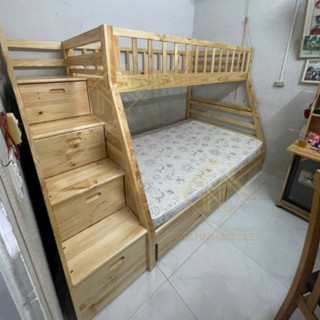 Giường Tầng Gỗ 1m/1m4 Dành cho các bé siêu chắc chắn | Giường Tầng có hộc kéo - Lắp Ráp Tận Nhà Hoàn Chỉnh