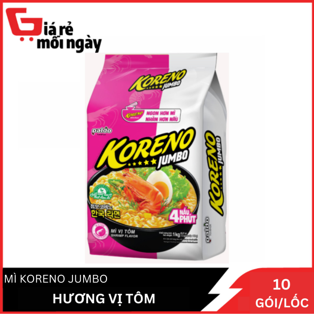Mì KORENO JUMBO VỊ TÔM 10 GÓI/TÚI