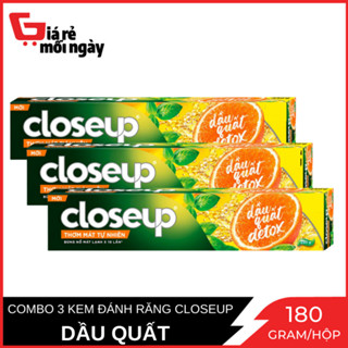 Combo 3 Kem Đánh Răng Closeup Dầu Quất Detox 180gr