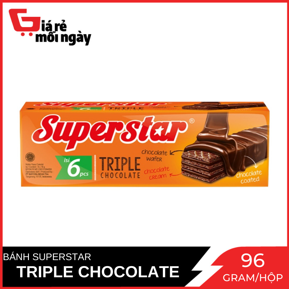 Bánh xốp Super Star Triple Choco 96g