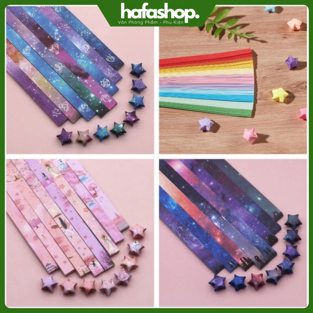 Giấy Gấp Sao Set 540 Tờ - Giấy Xếp Sao Nhiều Màu Pastel, Quà Tặng Handmade Ý Nghĩa, Decor Phòng Ngủ,