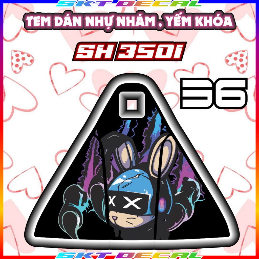 Tem dán yếm nhựa nhám SH 350i gấu dâu hello kitty doreamon baby three nhãn dán decal sticker