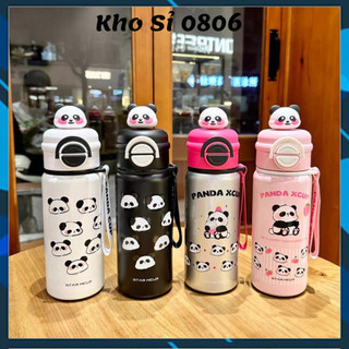 Bình nước giữ nhiệt hình gấu trúc 3D hoạt hình 550ML bằng thép không gỉ, cốc giữ nhiệt cho trẻ em 【Nhận Sỉ】