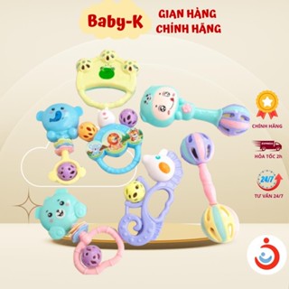 Bộ đồ chơi xúc xắc lục lạc 7 món hình thú cho bé tập cầm nắm, chất liệu an toàn-Khoaibabies