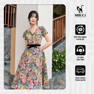 D00609 - Đầm Antique roses cổ tim hàng thiết kế cao cấp Miu Store
