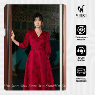 D00600 - Đầm hàng thiết kế cao cấp six-petaled flower cổ tim tay lỡ Miu Store