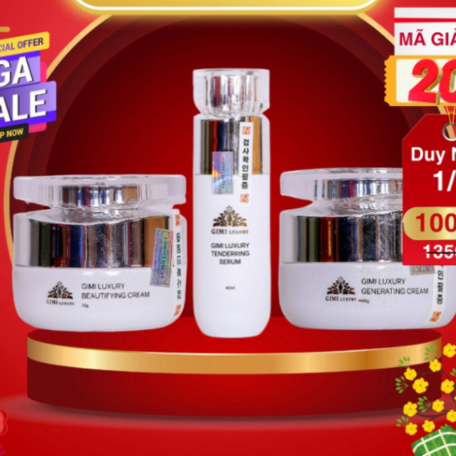 NPP NPP Chính Hãng 100% ComBo Bộ 3-Nắng-Serum-Đêm GiMi Luxury Hàn Quốc,bảo vệ da,dưỡng trắng,phục hồ