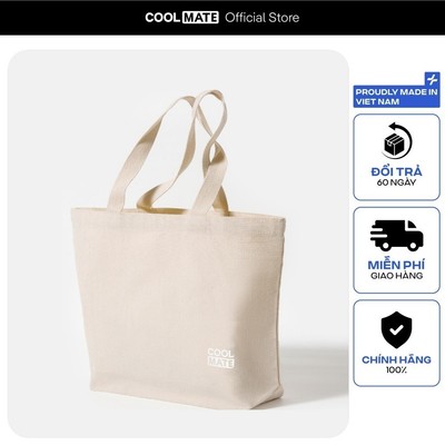 [MUA 2 GIẢM 5%]Túi Tote Canvas màu Be in logo Coolmate Unisex Coolmate