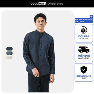 Áo sơ mi dài tay cổ tàu Premium Poplin thoáng khí không xù lông Coolmate