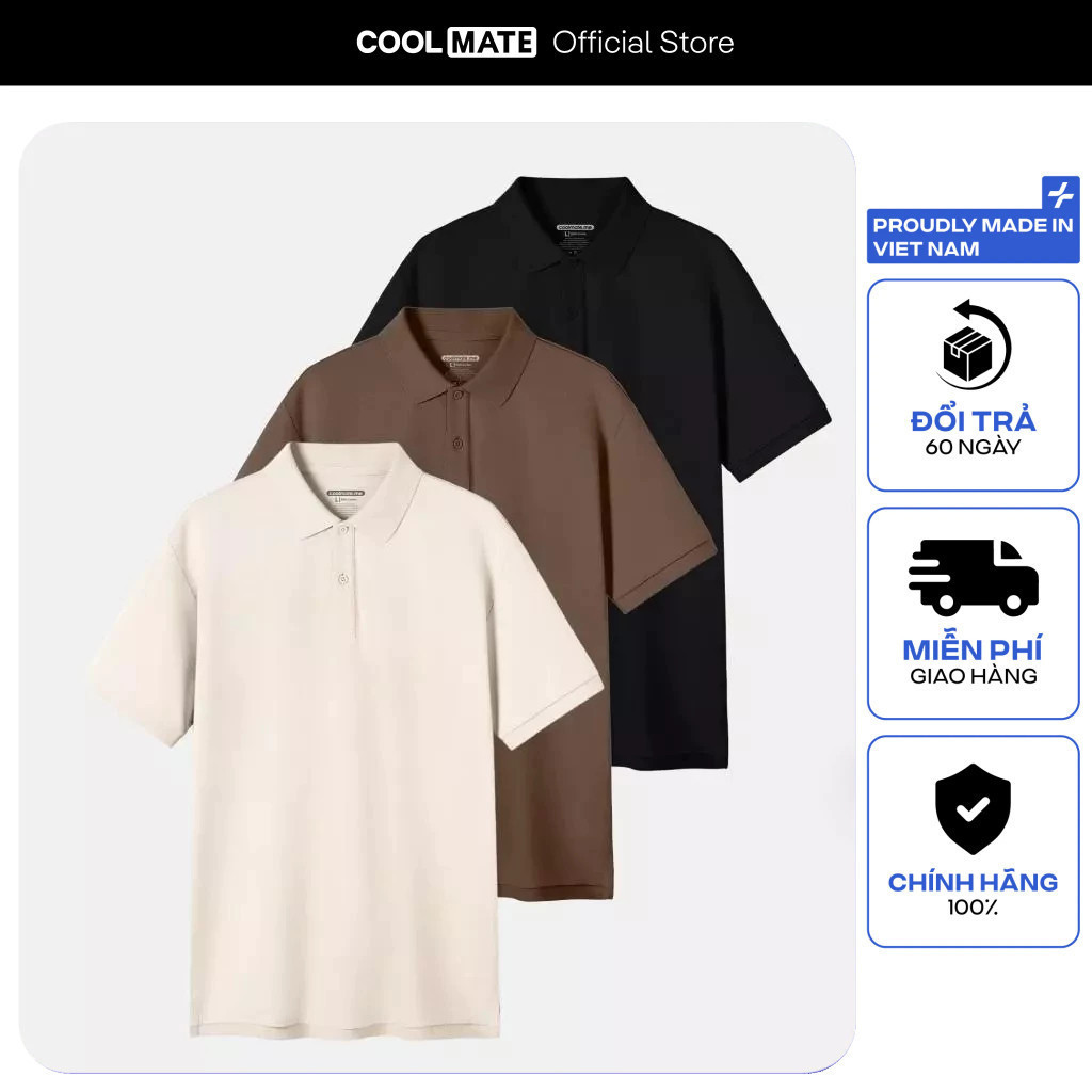 [SALE TẾT]Combo Pack 3 áo thun nam Polo Pique Cotton mềm mại, bền màu Coolmate