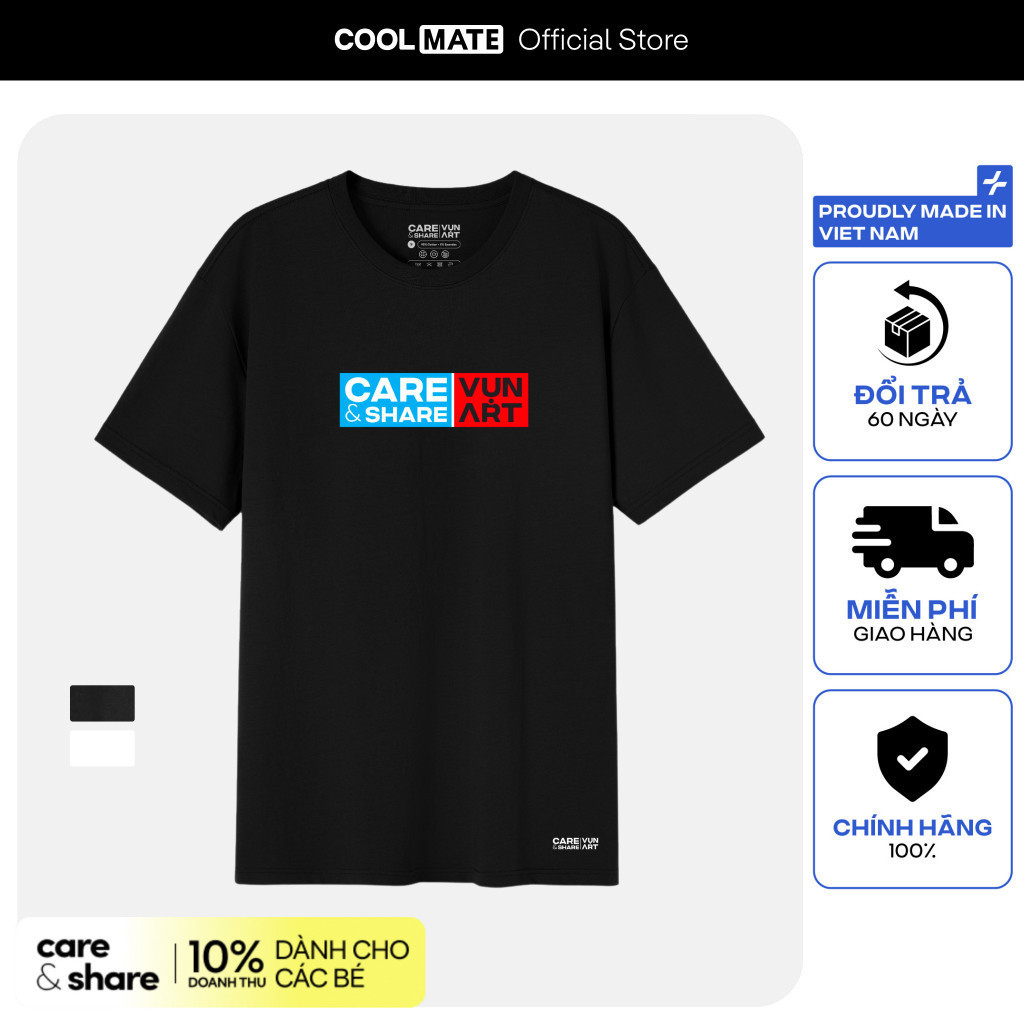 [ Coolmate x Vụn Art] Áo thun in Lụa Cotton Compact Care & Share Logo Giữa V1 Coolmate