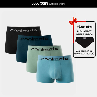 [Tặng kèm 1 brief bamboo] Combo 4 quần lót trunk lenzing modal cạp logo Coolmate