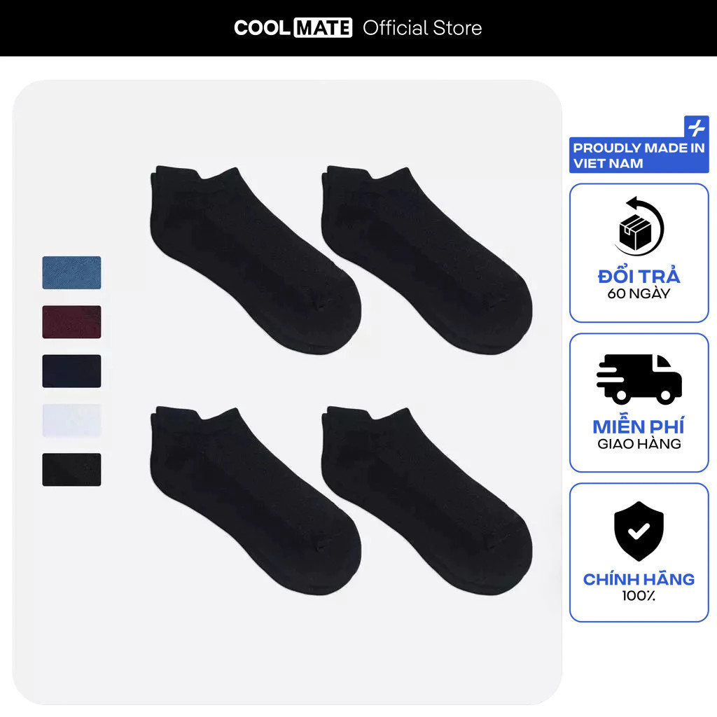 Combo 4 tất cổ ngắn Cotton thoáng khí Coolmate
