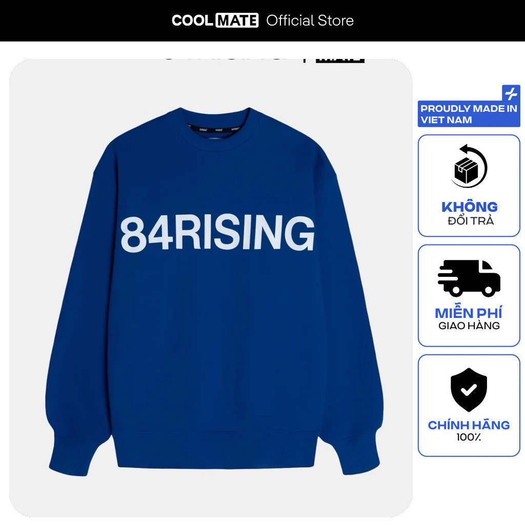 [Outlet Không đổi trả] Áo nỉ chân cua thu đông oversize basic 84RISING  Blue 84RISING