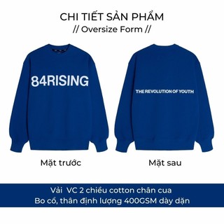 [Outlet Không đổi trả] Áo nỉ chân cua thu đông oversize basic 84RISING  Blue 84RISING