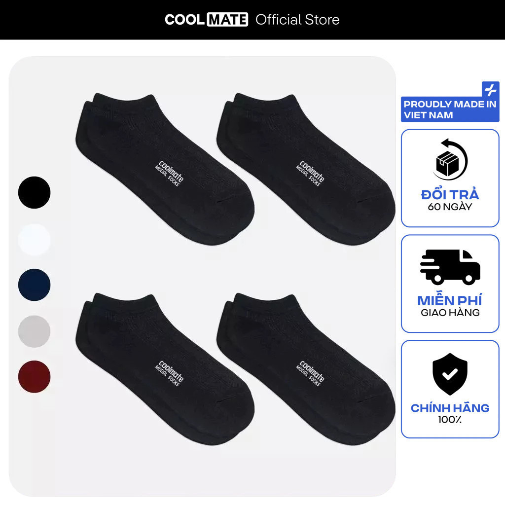 Combo 4 đôi tất cổ ngắn Modal kháng khuẩn Coolmate