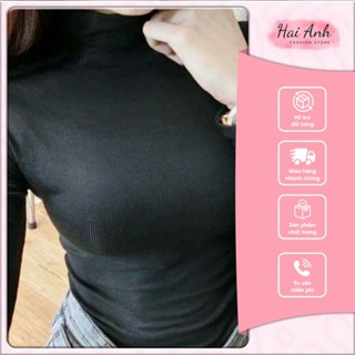 Áo cổ cao thun gân tay dài ủ kem giá rẻ