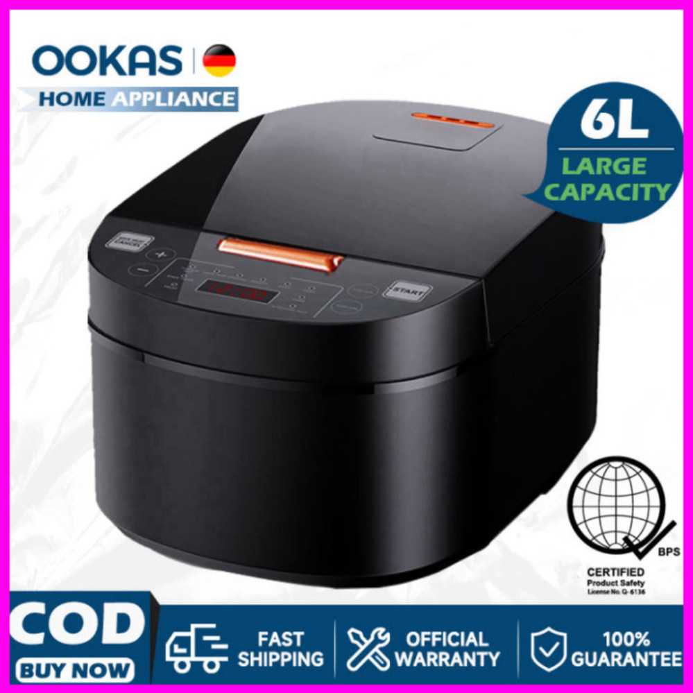 OOKAS Nồi cơm điện 6L nồi cơm điện đa năng mini đa năng dung tích nồi cơm điện tử nồi cơm điện nhỏ