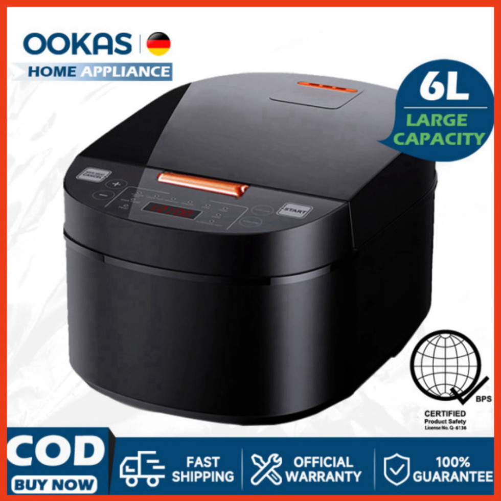 OOKAS Nồi cơm điện 6L nồi cơm điện đa năng mini đa năng dung tích nồi cơm điện tử nồi cơm điện nhỏ