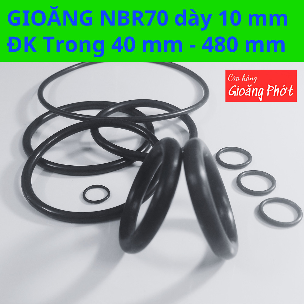 Gioăng dày 10 mm (ĐK Trong 40 - 480 mm) NBR 70, vòng đệm Ron cao su Oring