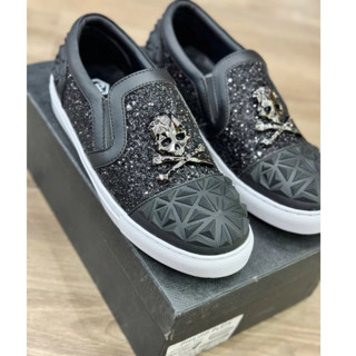 Hot Giày Lười Philipp Plein Nam Nữ Ngôi Sao Da Phom Canvas Giày thể thao sneaker nam nữ da