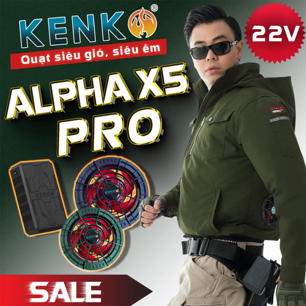 Bộ áo điều hoà KENKO SM23 kèm pin quạt ALPHA X5 22v bảo hành 12 tháng