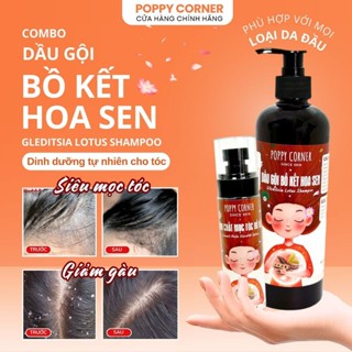 Dầu gội giảm gàu Bồ Kết Hoa Sen thảo mộc COMBO cô đặc chống rụng thảo dược thiên nhiên mọc tóc nhanh dài POPPY CORNER