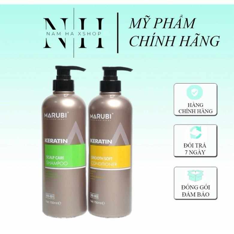 Dầu gội Marubi Keratin chính hãng, dầu cặp Marubi 750ml phục hồi tóc hư tổn, mềm mượt