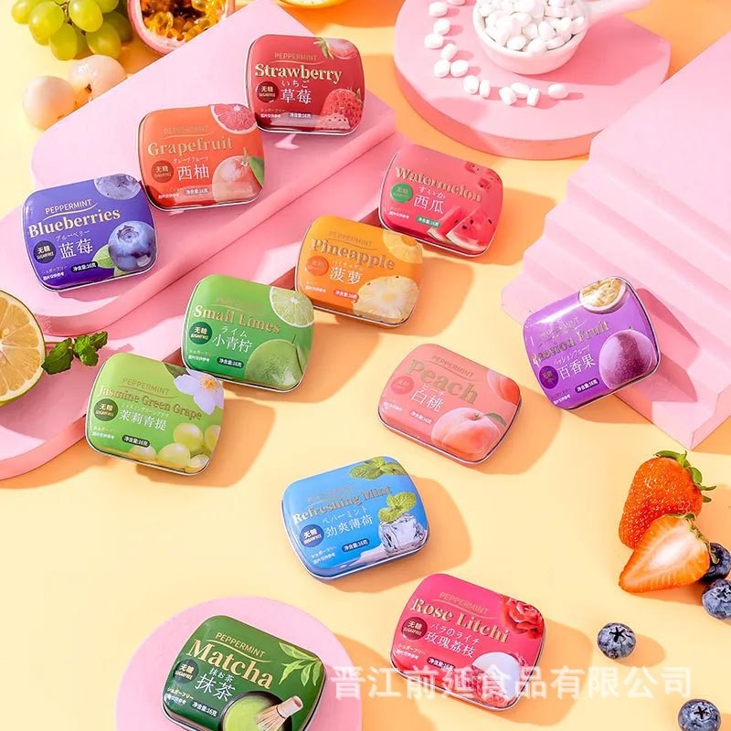 Kẹo Ngậm Bạc Hà Không Đường Hương Trái Cây mix 12 vị Hộp Sắt/ kẹo ngậm trái cây/kẹo không đường HỘP THIẾC
