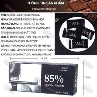 Socola đen đắng nguyên chất 100 % không đường YIKANONG kẹo sô cô la ca cao ăn kiêng hộp 120g.