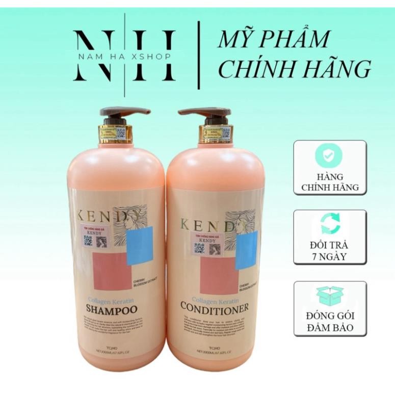 Dầu Gội Xả Kendy Dưỡng Sinh cặp 2000ml Chống lão hóa da đầu, phục hồi và tái tạo lại tóc