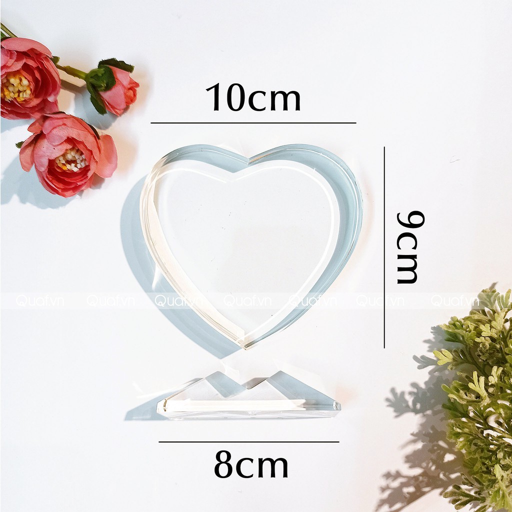 Phôi Pha Lê Trái Tim - Dùng In UV, Khắc Laser