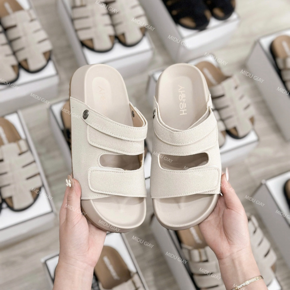 Dép Sandal Nữ Quai Da Lộn, Dép Sandal Mang 2 Kiểu Cao Cấp 3 Màu 4 Phân