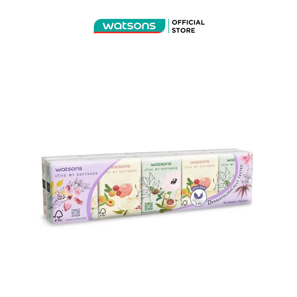 Khăn Giấy Bỏ Túi Watsons Hankies (X-Flower 2) 10pcs
