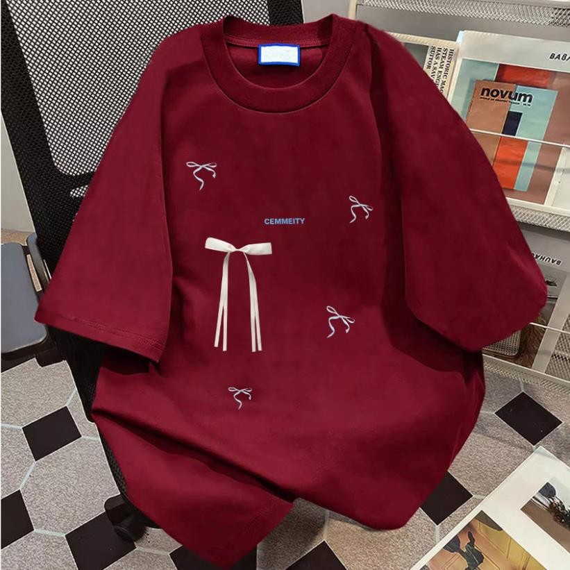 áo phông nữ nơ local brand mùa hè áo thun xịn dễ NƠ HỒNG TO UT