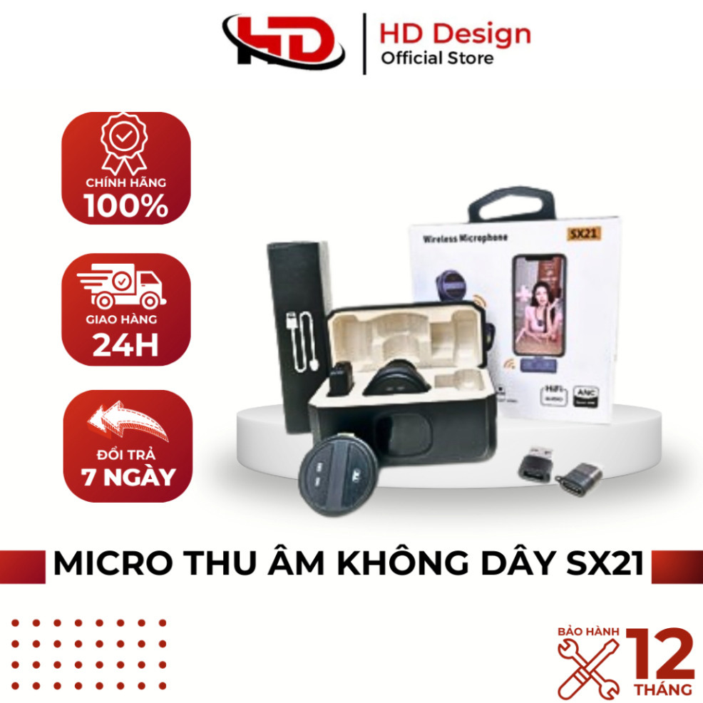 Micro thu âm SX21 - livestream - mic thu âm không dây - chính hãng HD Design